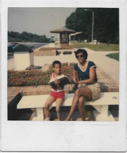 My mom and little brother at a rest stop.