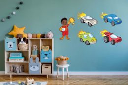 Black race car driver wall decals