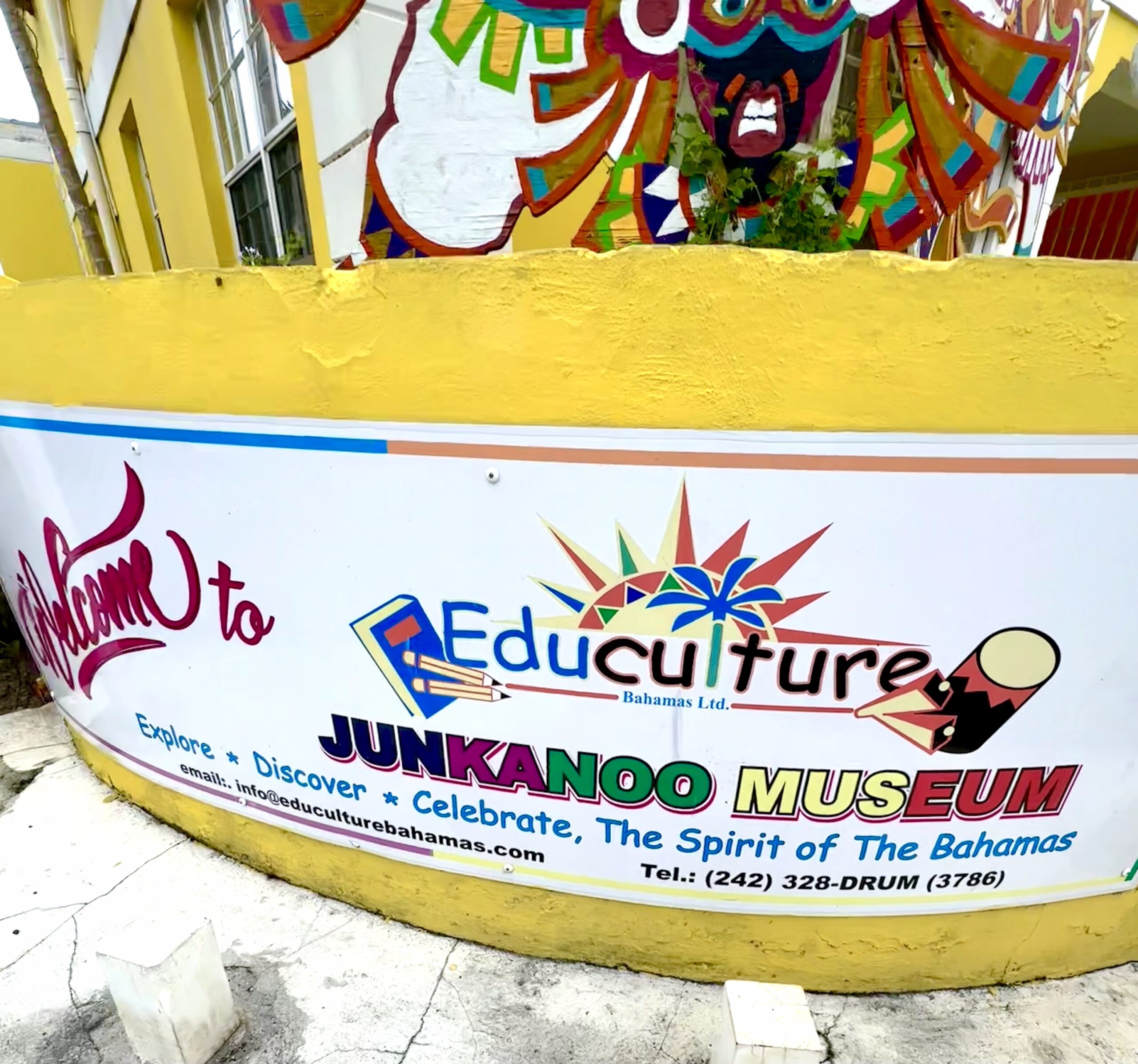 Exterior of the junkanoo museum in nassau bahamas, the childhood home of arlene nash ferguson, celebrating junkanoo bahamas culture and heritage.