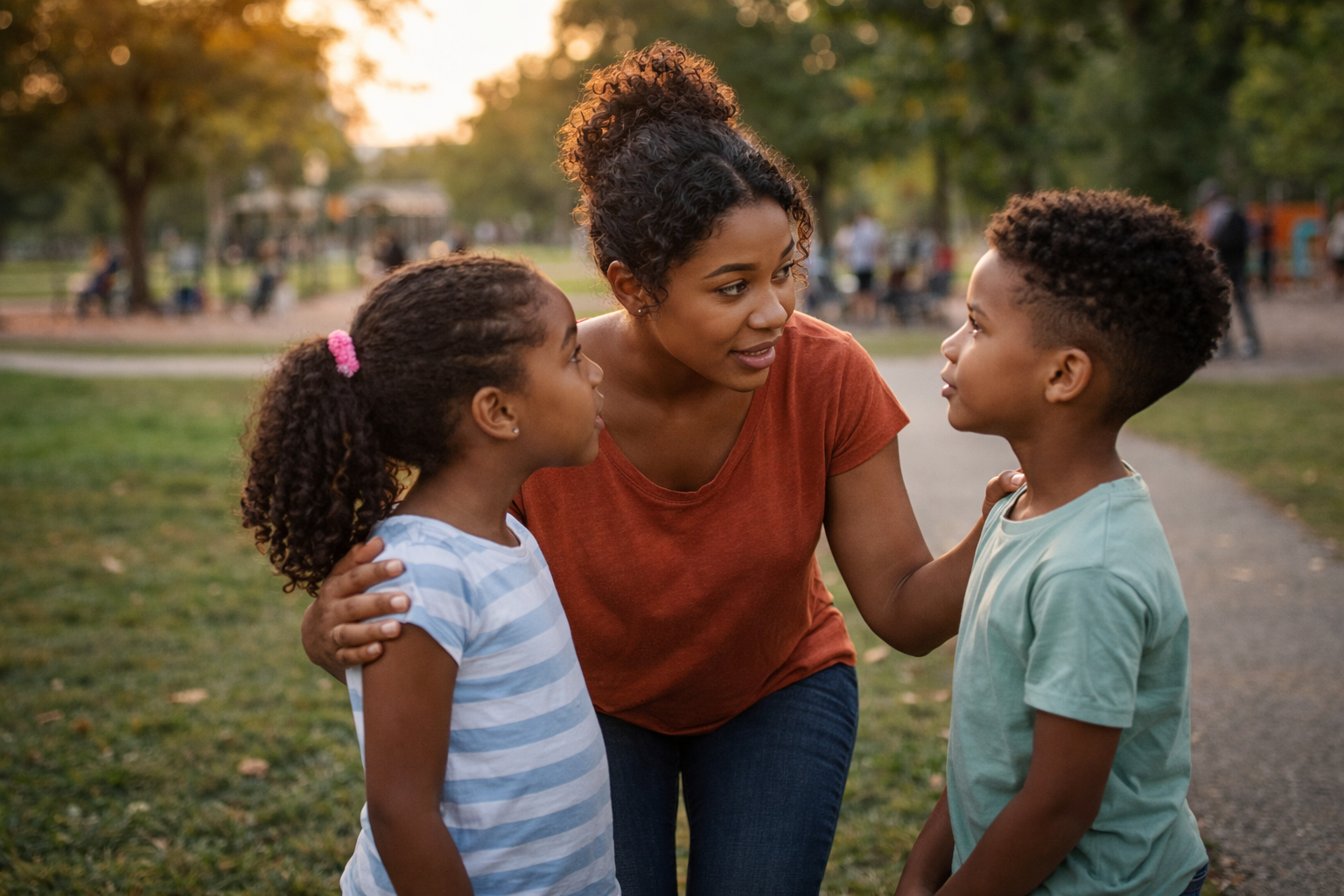 Talking to children about racism during a calm family conversation on the couch parent talking to children about racism while answering questions in a supportive home setting talking to children about racism with reassurance and emotional safety in a family discussion