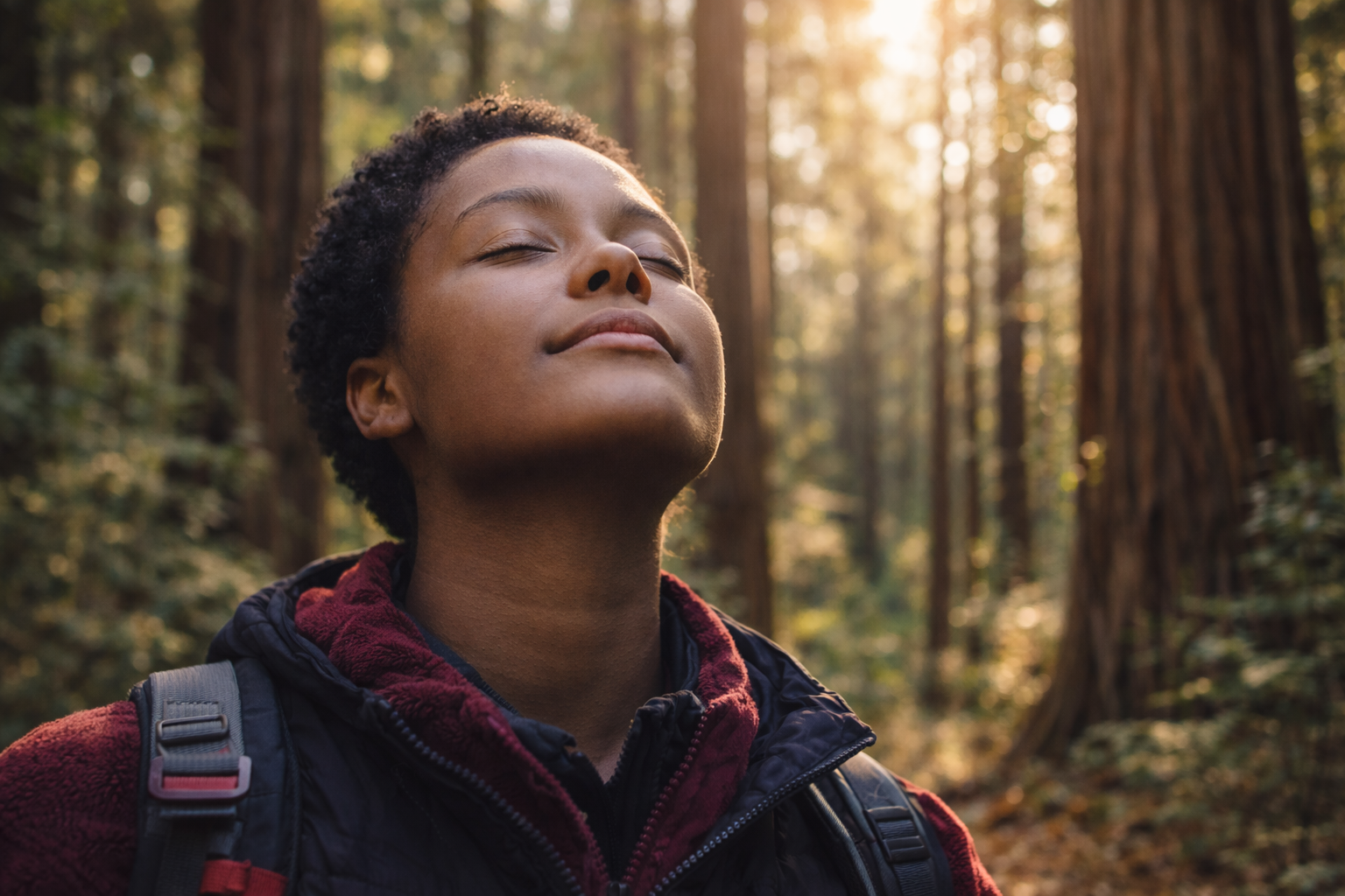 Young african american woman practicing mindfulness outdoors representing why mental wellness in families should be a priority