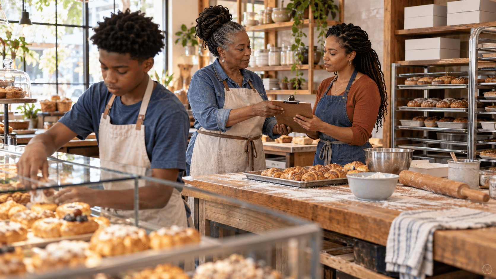 Three generations of a black family operate their bakery together, showing how to run a family business with clear roles and a lasting legacy.